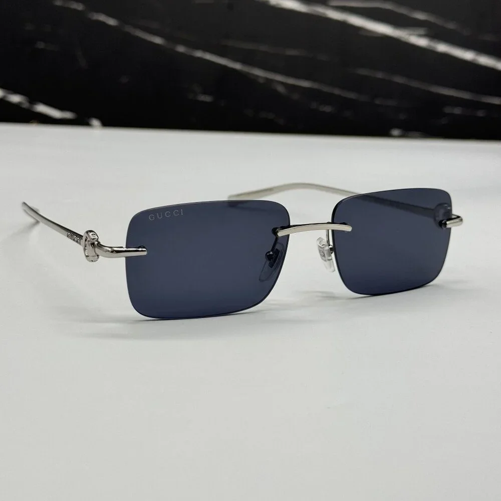 NEW GUCCI SILVER BLUE UNISEX SUNGLASSES GUCCI GG1703S 003 - Picture 6 of 13